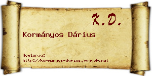 Kormányos Dárius névjegykártya